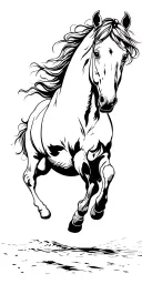 wounded horse galloping tattoo design idea