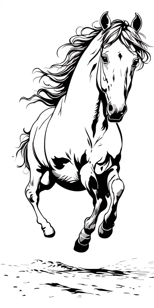 wounded horse galloping tattoo design idea