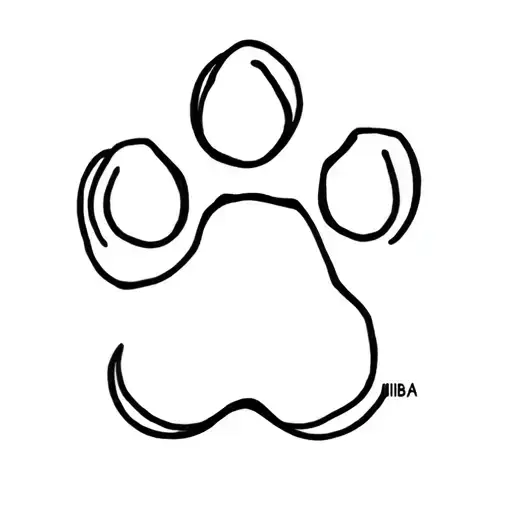 cat paw print with the name simba tattoo design idea
