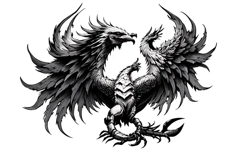 Phoenix rising from ashes of scorpio zodiac tattoo tattoo design idea