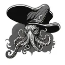 thailand style tattoo with chili ,bell pepper, chef hat octopus and knife tattoo design idea