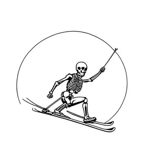 Skeleton Skiing tattoo design idea