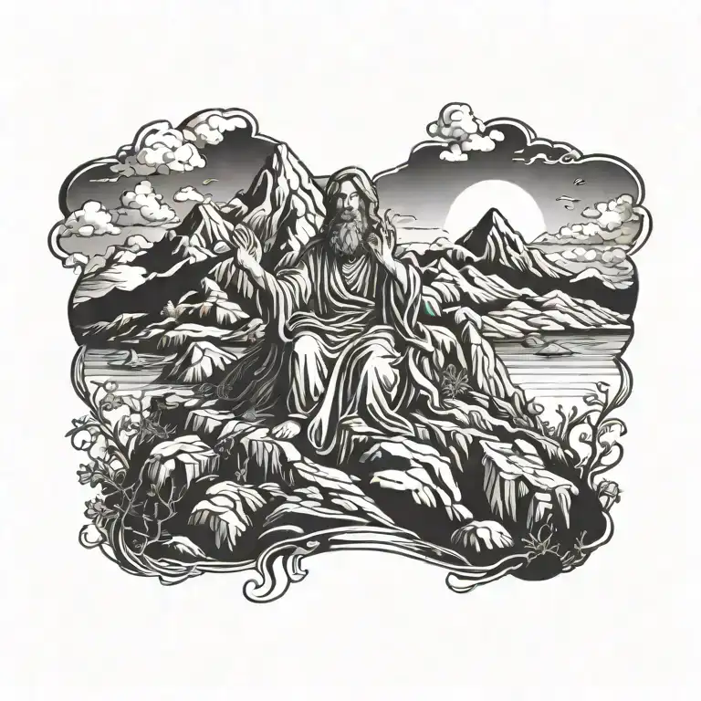 sermon on the mount jesus  tattoo design idea