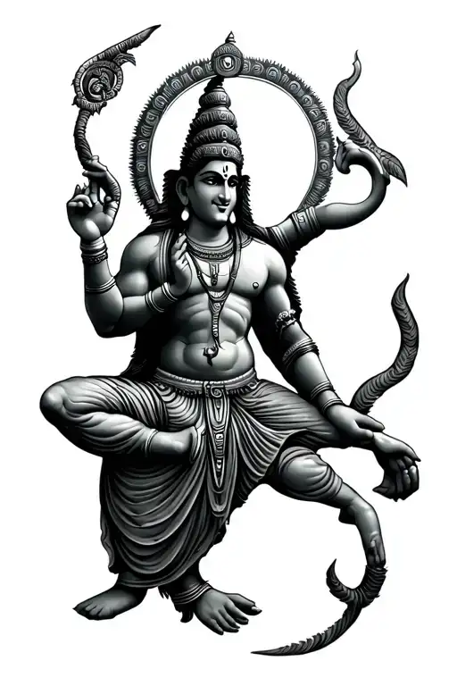 lord vishnu, shiva, ganesha, swami samarth symbol intertwined with peace and prosperity sign tattoo design idea