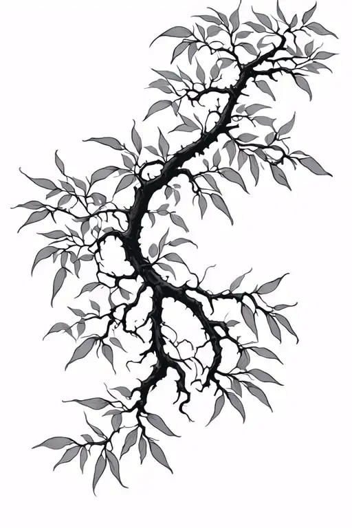willow tree branch tattoo design idea