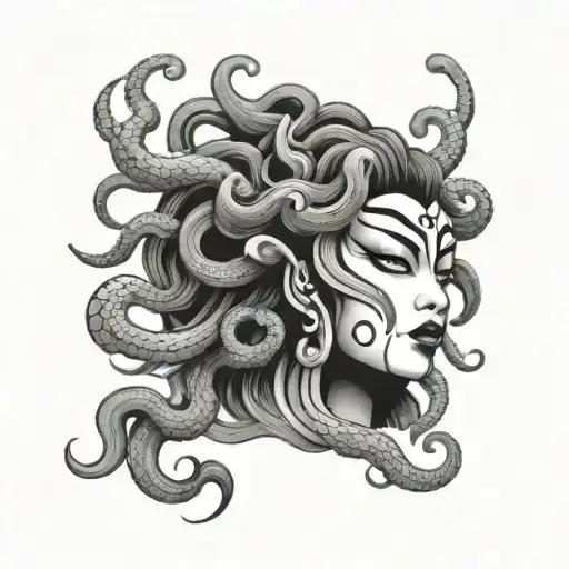 kabuki style medusa head tattoo design idea