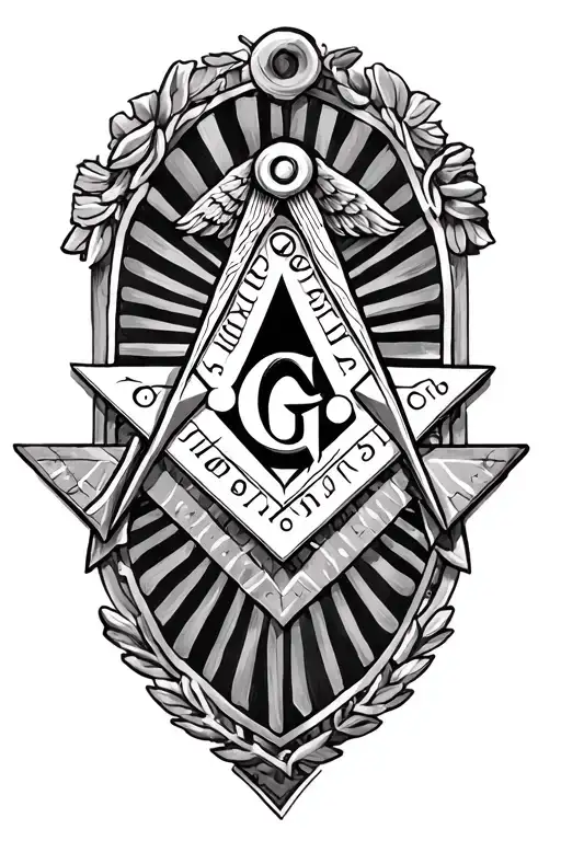 freemason square and compass tattoo design idea