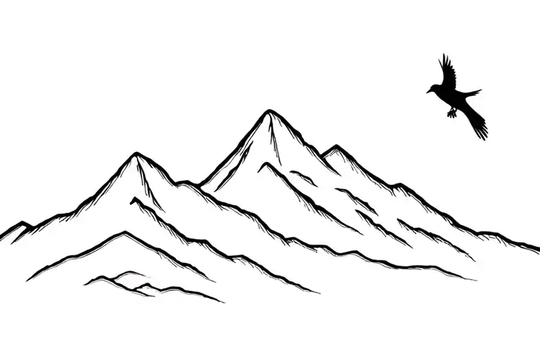 scotland mountains flying birds tattoo design idea