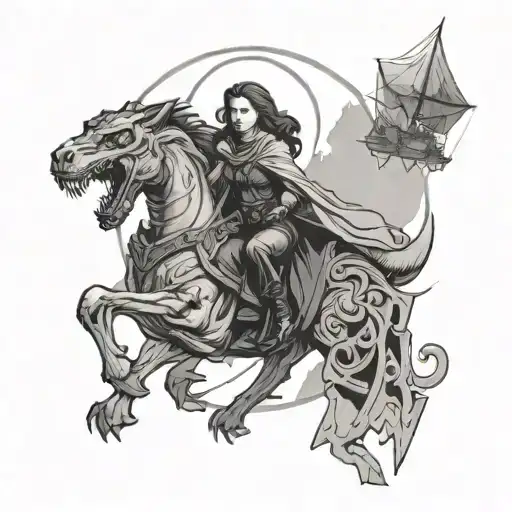 FEMALE VAMPIRE AND HATI chasing anakin skywalker's ship tattoo design idea