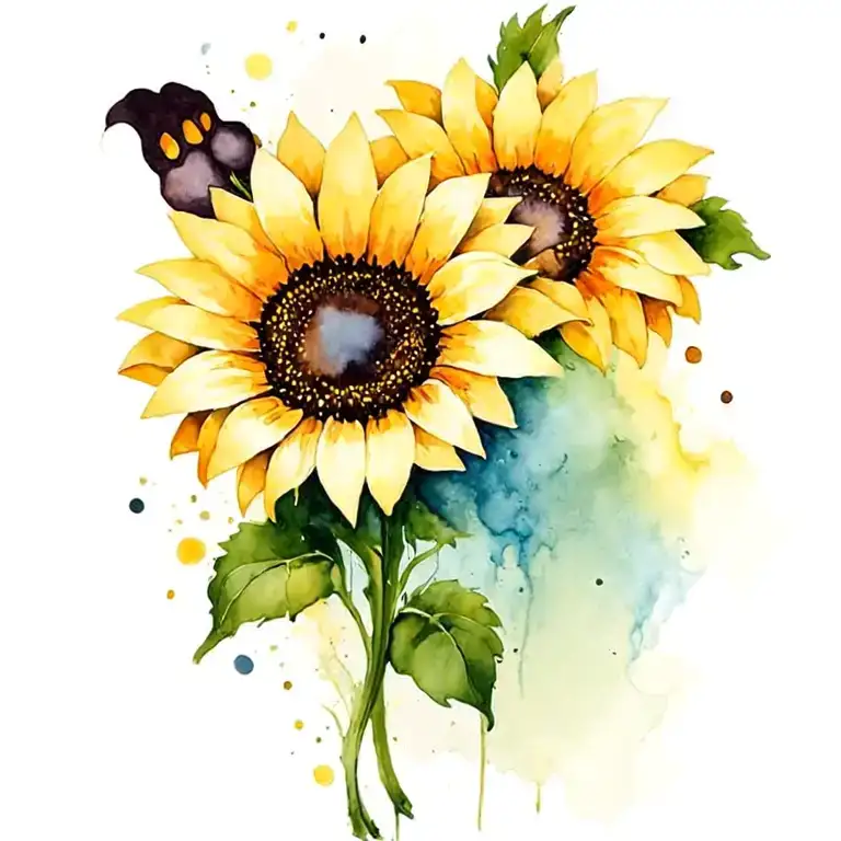 sunflower lily paw print tattoo design idea