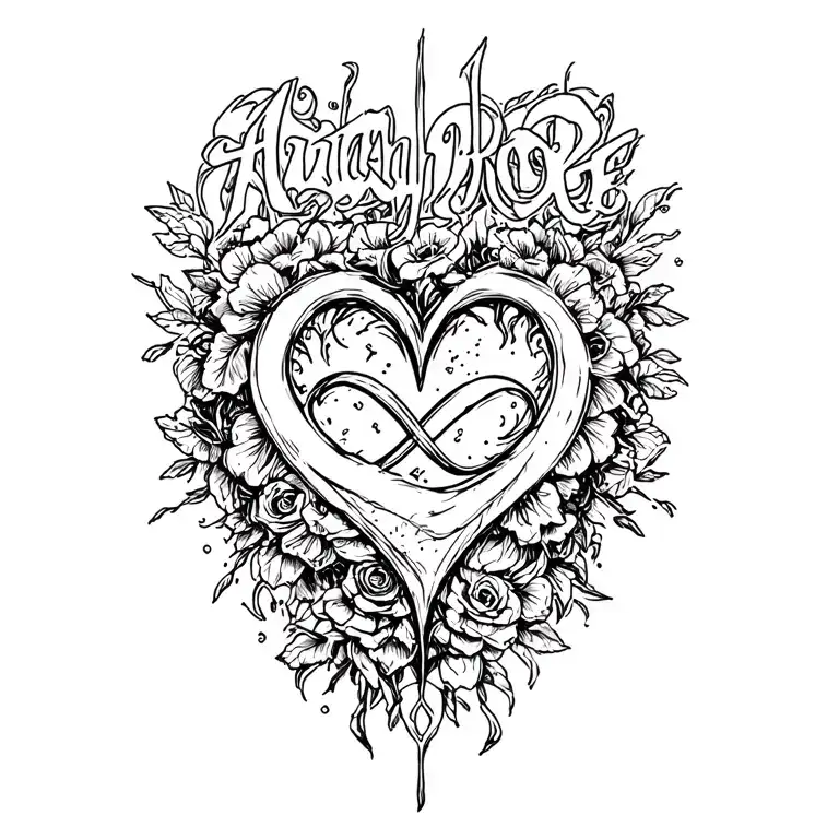 "Ariyah Rose" Heart, Infinity symbol, tattoo design idea