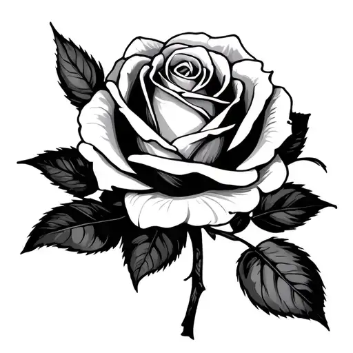 rose where the stem is the term "memento mori" and has three leaves with the words "death before dishonor" tattoo design idea