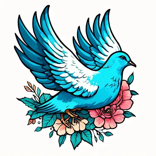 dove and Alzheimer's symbol tattoo design idea