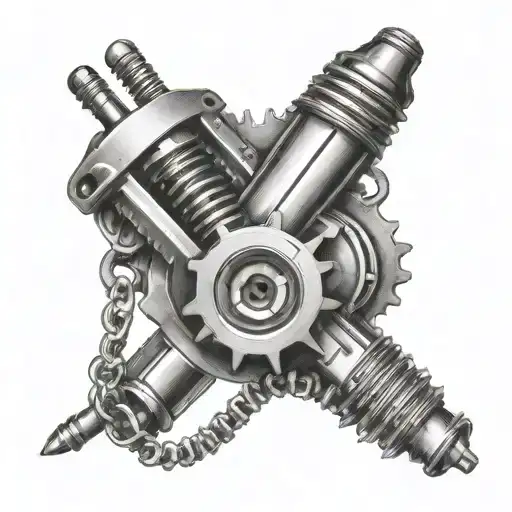 gear spark plug chain tattoo design idea