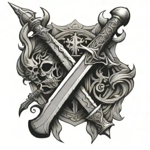midevil weapons tattoo design idea