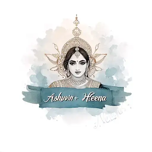 combination of two names Ashwin+Heena tattoo design idea