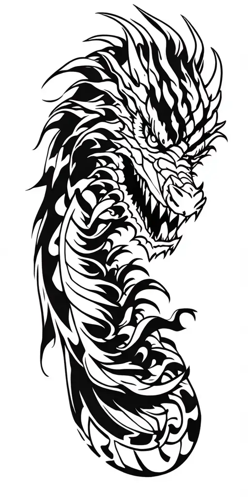 nãga dragon with large fierce head and teeth tattoo design idea