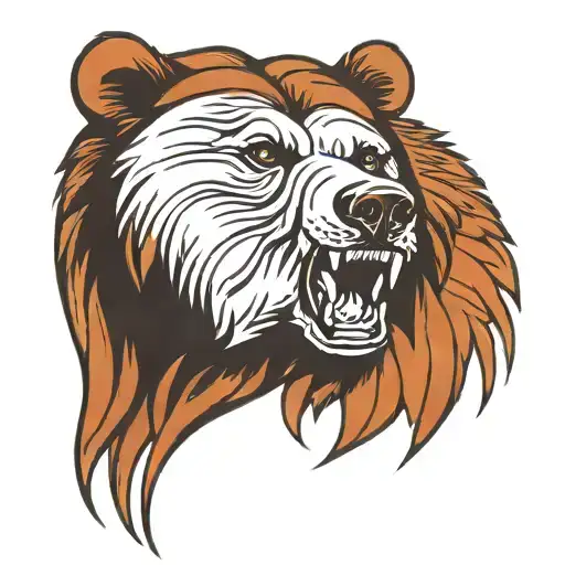 Grizzly bear head tattoo design idea