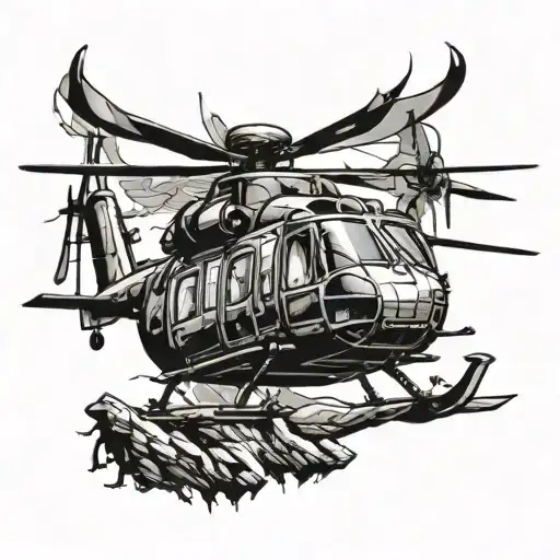 helicopter flying tattoo design idea