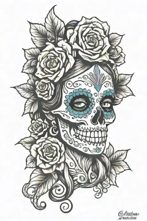 la Catrina sugar skull tattoo design idea