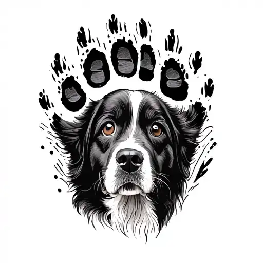 trebol and a dog footprint tattoo design idea