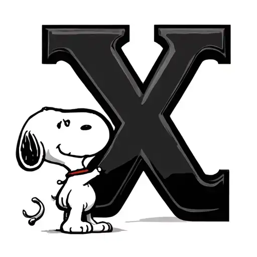 snoopy and letter E tattoo design idea