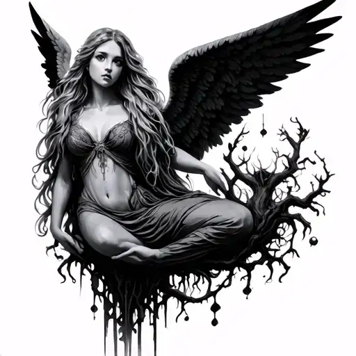 Poison Tree and Angel tattoo design idea