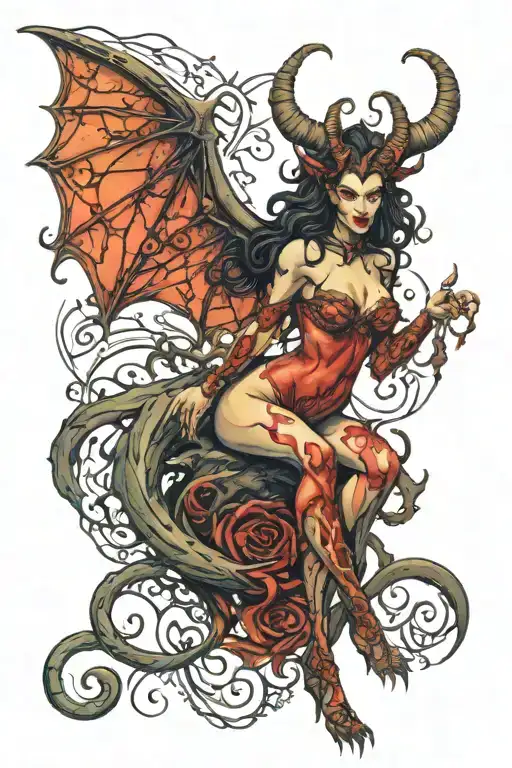 Succubus full body woman tattoo design idea