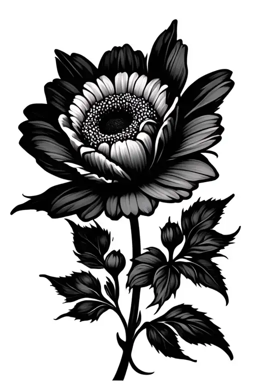 Daisy rosebud and lace patterns tattoo design idea