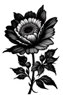 Daisy rosebud and lace patterns tattoo design idea
