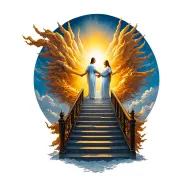 stairs going into heaven holding hands tattoo design idea
