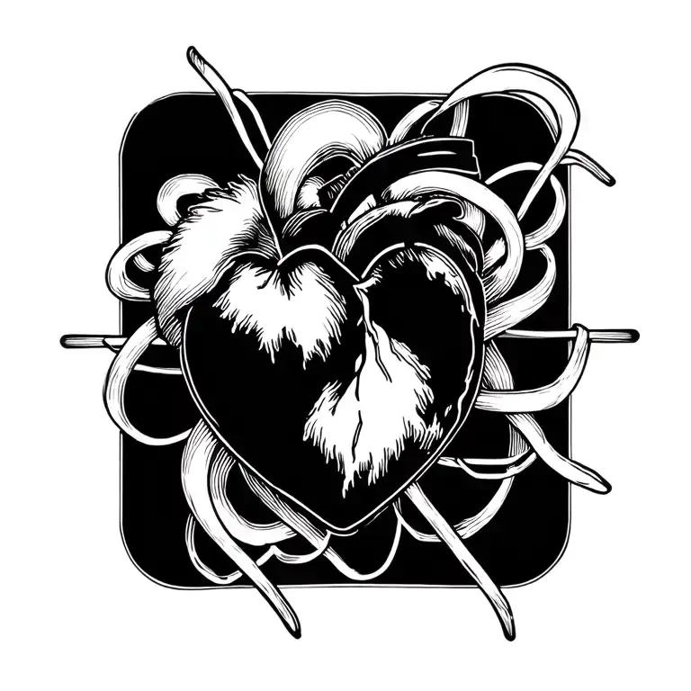 heartbeat line intertwined tattoo design idea