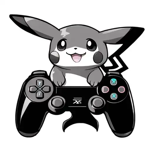 pikachu playing on play station sign with a sexy tattoo design idea