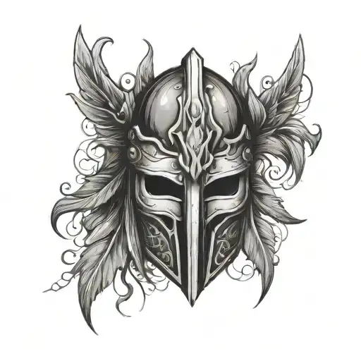 gladiator mask with tear drop face tattoo design idea