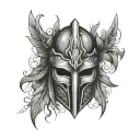 gladiator mask with tear drop face tattoo design idea