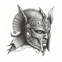 gladiator mask with tear drop face tattoo design idea