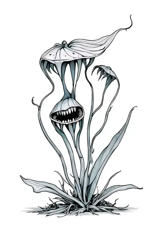carnivorous plants with teeth tattoo design idea
