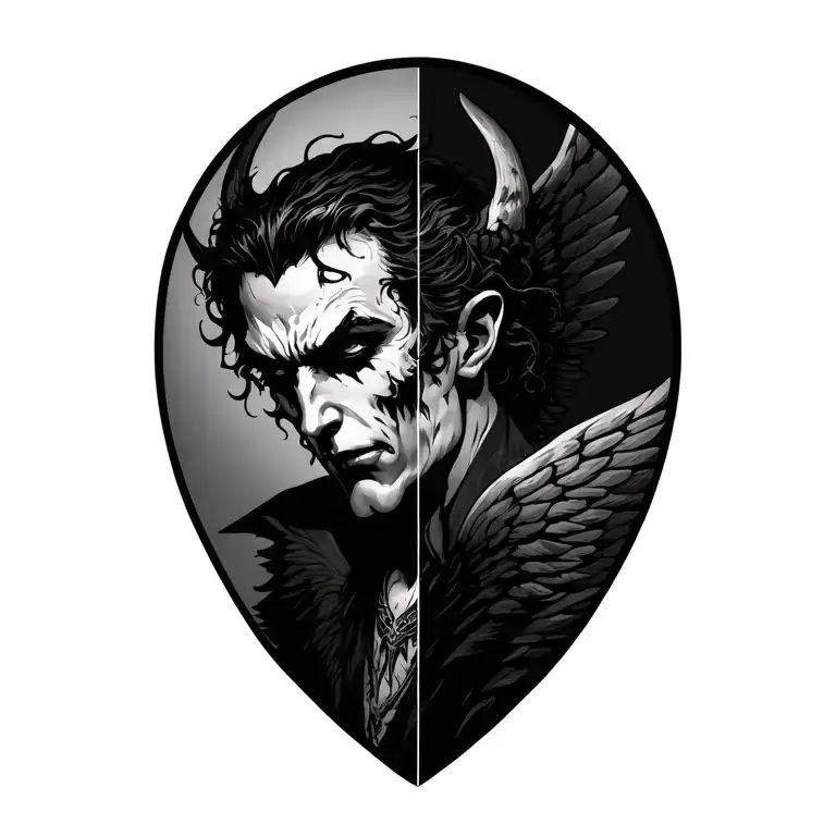 male vampire angel half demon tattoo design idea