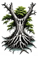 cypress tree swamp bones for roots tattoo design idea