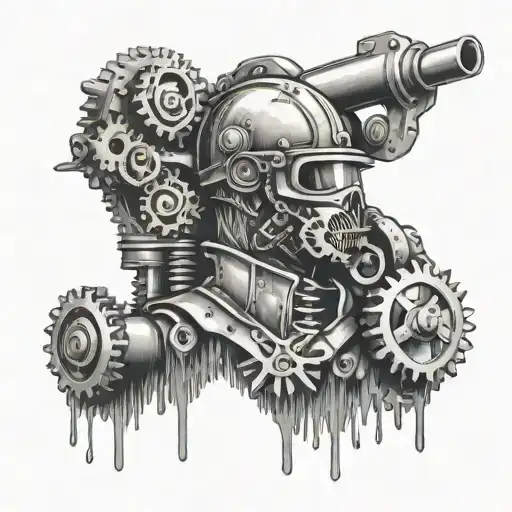 weld hood, gears, oil rig drilling rig tattoo design idea