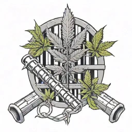marijuana free the plant in jail cell with bars tattoo design idea