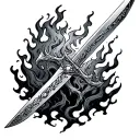 tree swords in fire tattoo design idea