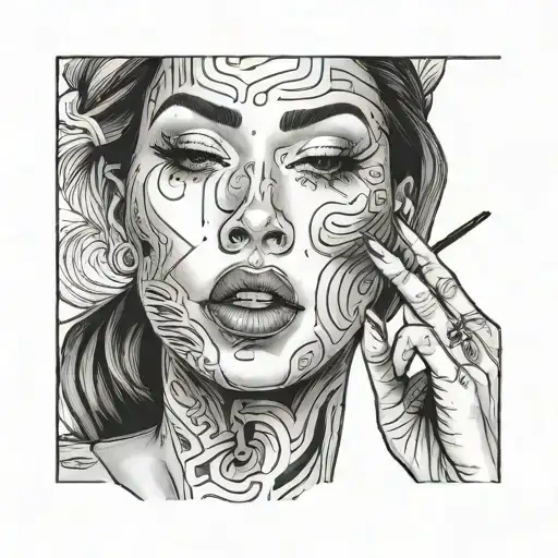 woman talking to make silence tattoo design idea
