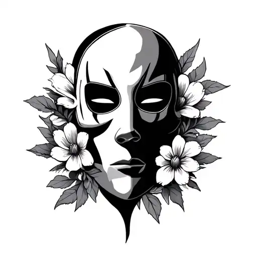 twenty one pilots  mask and flowers tattoo design idea