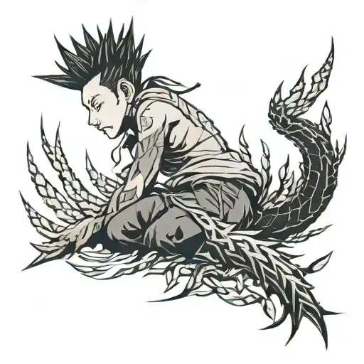 shikamaru nara shadow spikes on back tattoo going from up to down tattoo design idea