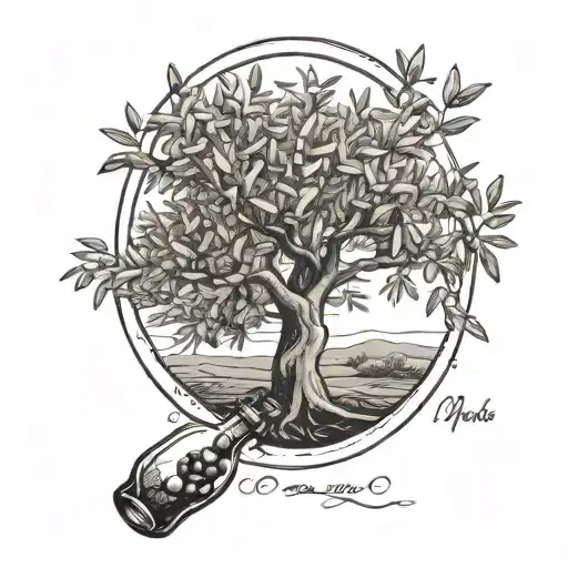 olive tree in a bottle tattoo design idea