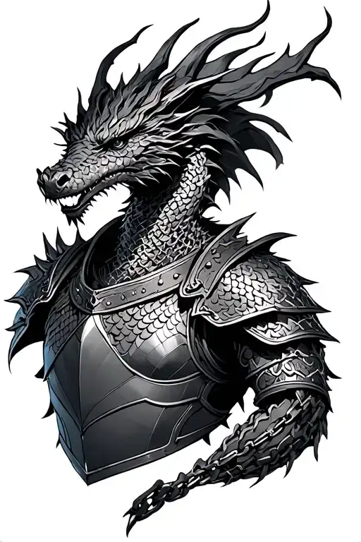 shoulder armor including chain mail made of dragon tattoo design idea