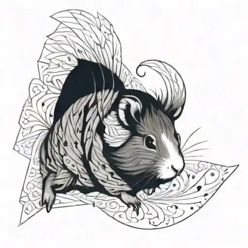 whymsical guinea pig flying tattoo design idea