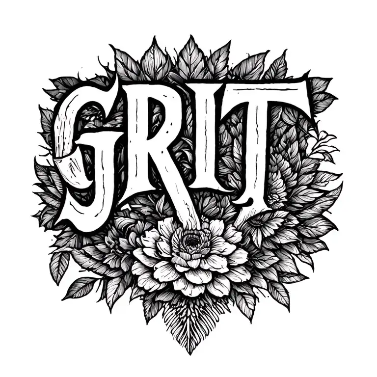 Print across back saying "GRIT" tattoo design idea