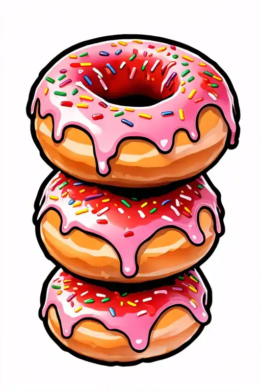 strawberry glaze sprinkle donut tattoo design idea
